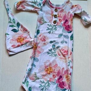 Caden Lane Newborn/Infant Knotted Gown and Cap